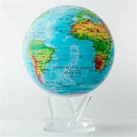 Mova Relief Map Blue Globe Solar Power Auto Spinning Rotating Ebay