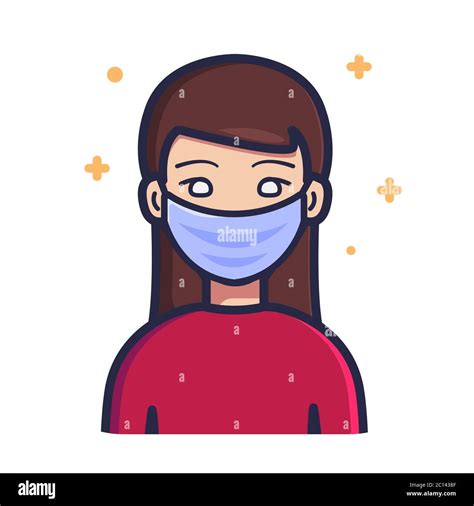 Woman Wearing Medical Surgical Mask Vector Illustration Person Icon Concept White Isolated