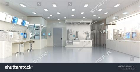 3d Rendering White Futuristic Laboratory Interior Stock Illustration ...