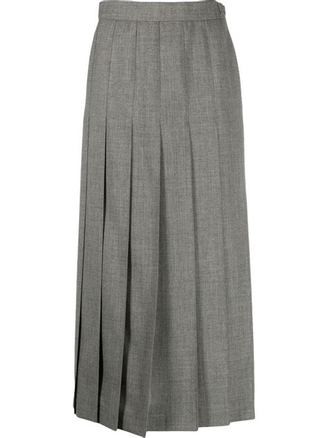 Thom Browne Pleated Midi Skirt Farfetch In 2024 Pleated Midi Skirt