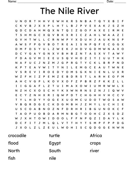 The Nile River Word Search Wordmint