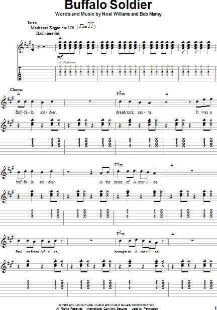 Buffalo Soldier Guitar Tab Play Along Zzounds