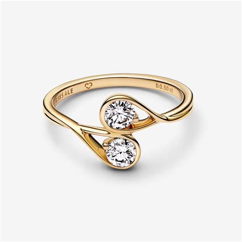 Pandora Infinite 14k Gold Double Lab Grown Diamond Ring Gold Pandora Us