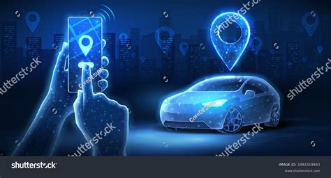 Car Pin Phone Hands Auto Tech Stock Vector Royalty Free 2492319943