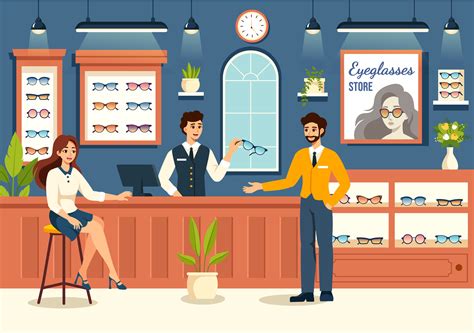 Illustration Of An Eyeglasses Store Or Optical Shop Featuring Accessories An Optician Vision