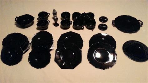 Black Amethyst Glass Collection 41 Pieces Mt Pleasant Lesmith Double Shield Antique