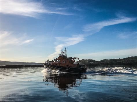 Tobermory Rnli Lifeboat Launches To Semi Submerged Kayak Off