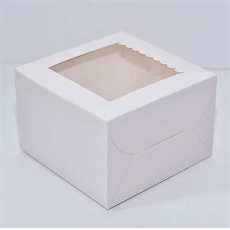 Kraft Paper Square White Window Cake Box Size 10 X 10 X 5 Lxwxh At