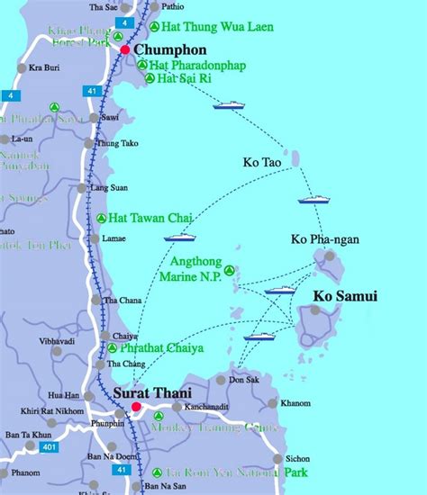 Map of Koh Samui, Ko Phangan and Koh Tao area - Ontheworldmap.com