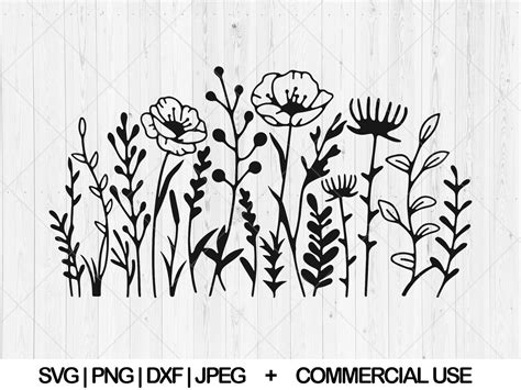 Wildflower Svg Bundle Flower Meadow Svg Dxf Png  Wildflowers