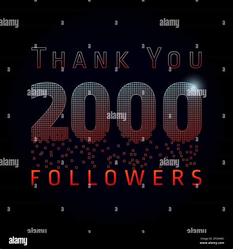 Thank You 2000 Followers Pixel Numbers Vector Congratulating Thanks