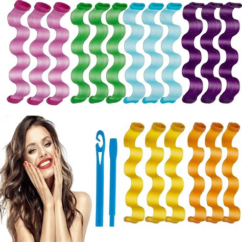 20 Piezas De Rizadores De Ondas De Pelo Sin Calor Rizadores En Espiral Kit De Rodillos De