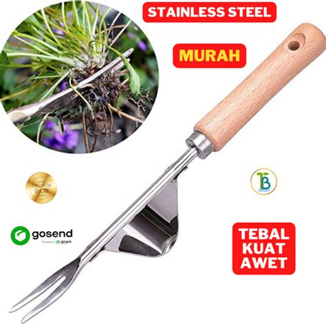 Jual Alat Pencabut Rumput Liar Akar Tanaman Garpu Manual Stainless