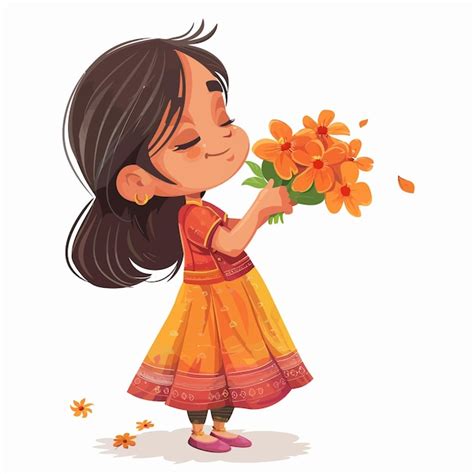 Premium Vector A Girl With A Flower In Her Hand And The Word A On It