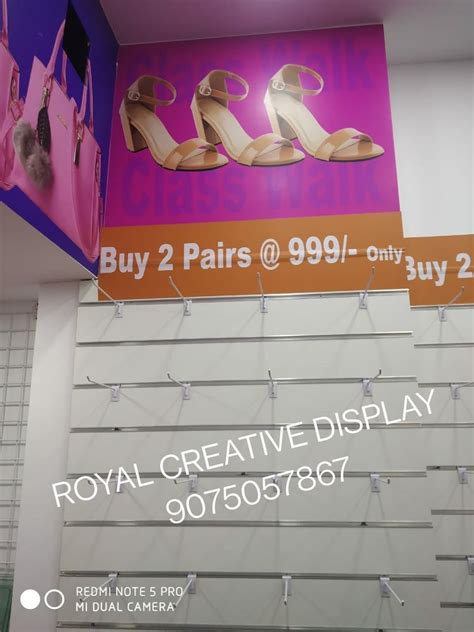 Wall Mounted Mdf Footwear Display Stands For Showroom Size 8ft At Rs