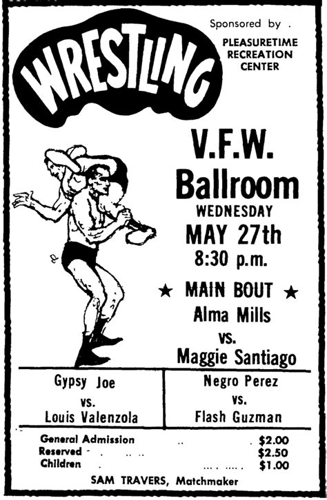 Alma Mills vs. Maggie Santiago Wrestling Ad | Classic Wrestling Articles