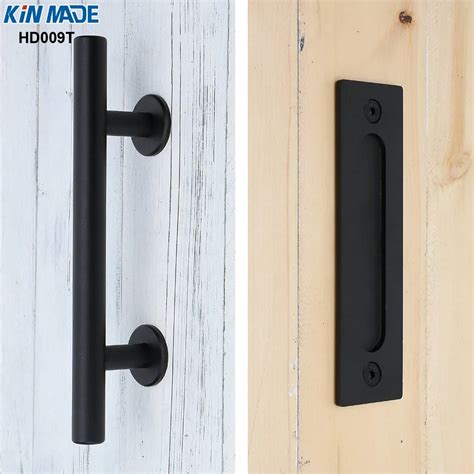 KIN MADE Iron Steel Black Powder Coated Barn Door Handle Flush Pull ...