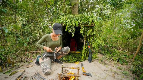 Bushcraft Survival Build Off Grid Hidden Mini Shelter In Forest YouTube