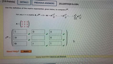 Solved Points Details Previous Answers Zilldiffeq Chegg