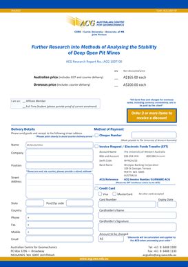 Fillable Online Acg Uwa Edu Order Form Australian Centre For