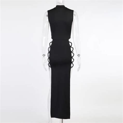 Elegant Black Sleeveless Bandage Sexy Dress For Women Club Party Backless Tank Dresses Skinny