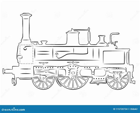 De Locomotief Van De Silhouetstoom Vector Trekt Vector Illustratie