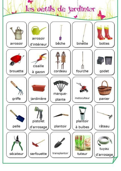 Vocabulaire les outils du jardinier Fiches de préparations cycle1