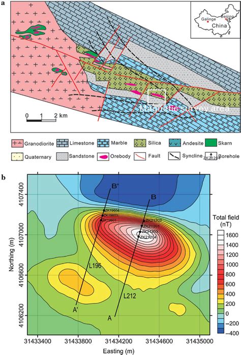 A The Geological Map Of The Galinge Area And B The Total Magnetic