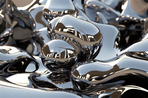 Premium Photo Reflective Chrome Surface With Abstract Shapes