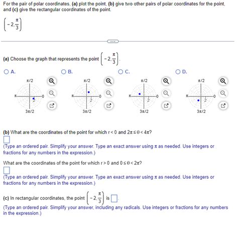 Solved For The Pair Of Polar Coordinates A Plot The