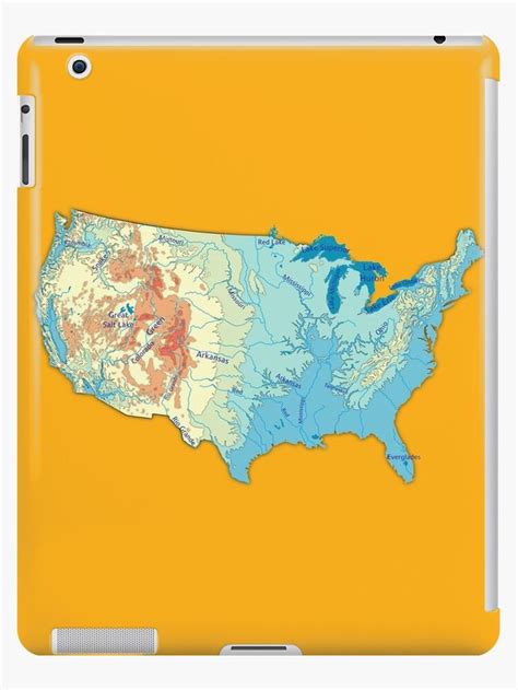 Map of the United States with Rivers and Lakes iPad Case