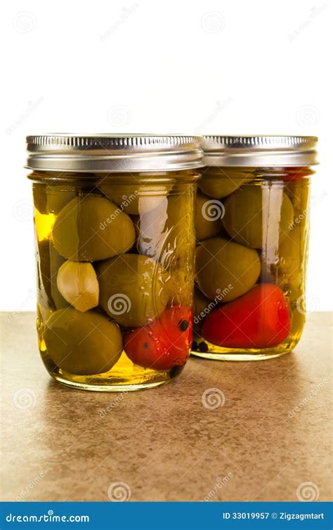 Pickled Hot Peppers In Mason Jar Stock Image Image Of Capsicum