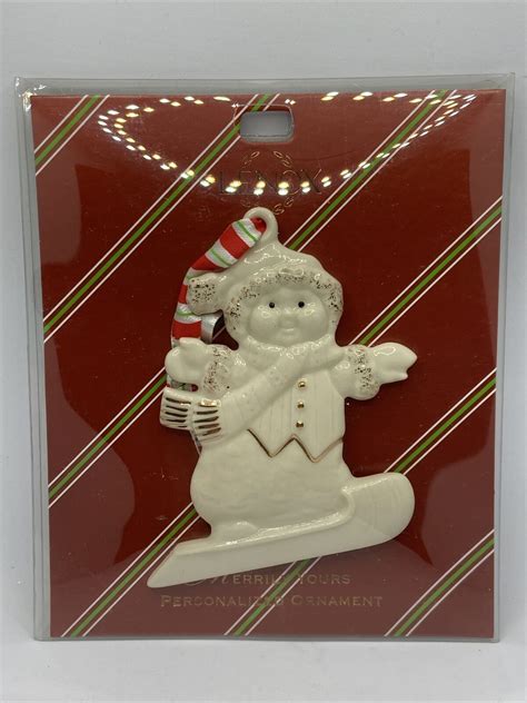 Lenox Merrily Yours Personalized Snowman Ornament New Blank Write