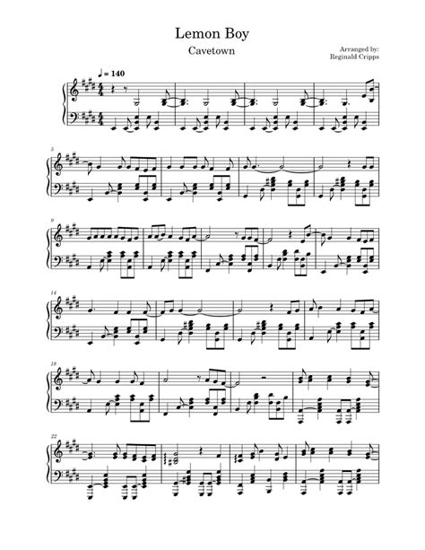 Lemon Boy Cavetown Sheet Music For Piano Solo