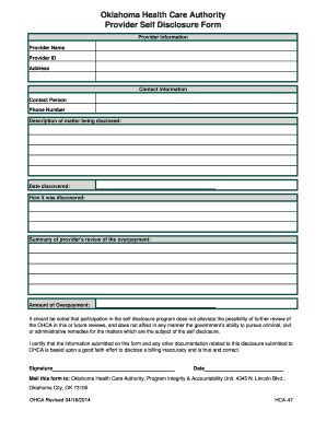 Fillable Online Provider Self Disclosure Form Fax Email Print Pdffiller