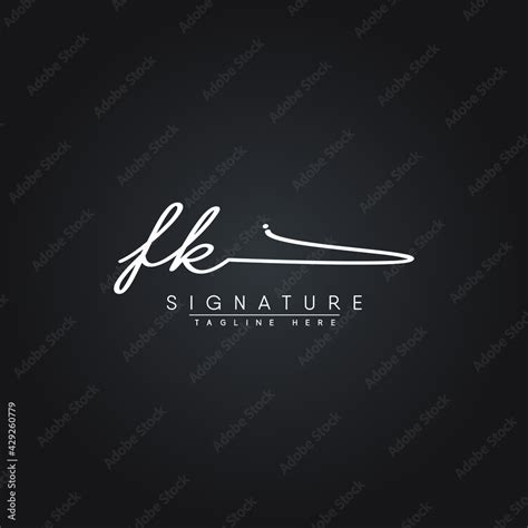 Initial Letter FK Logo Handwritten Signature Logo Stock Vector