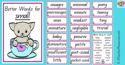 21 Better Words for SMALL.... great for Playing with Words and making ...