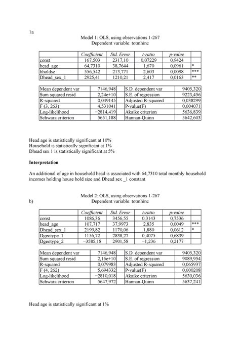 Econometric 222222 Lecture Notes 12 1a Model 1 Ols Using