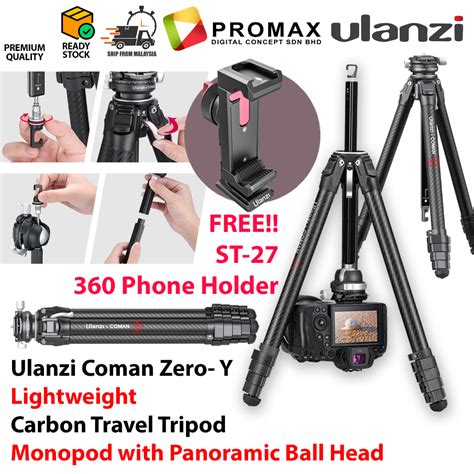 Ulanzi Coman Zero Y Lightweight Travel Tripod Full Carbon Fiber Outdoor