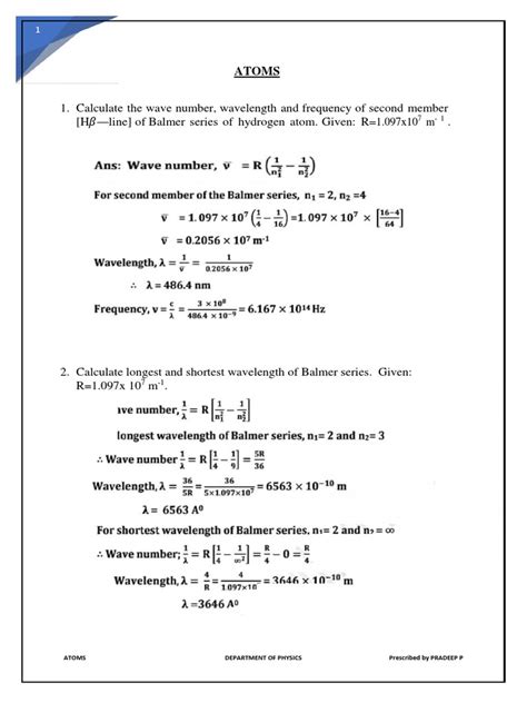 Calculate The Wave Number Wavelength And Frequency Of Second Member H