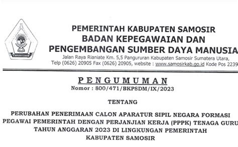 Perubahan Penerimaan Calon Aparatur Sipil Negara Formasi Pegawai