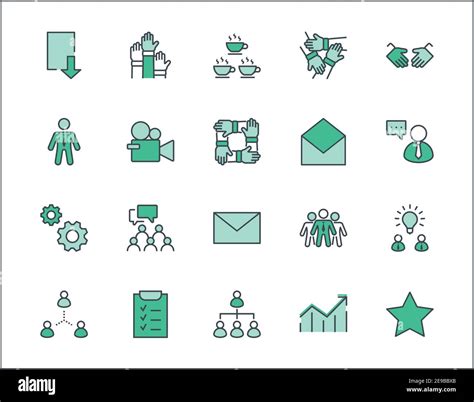 Set Of Team Work Related Vector Line Icons Contains Such Icons As