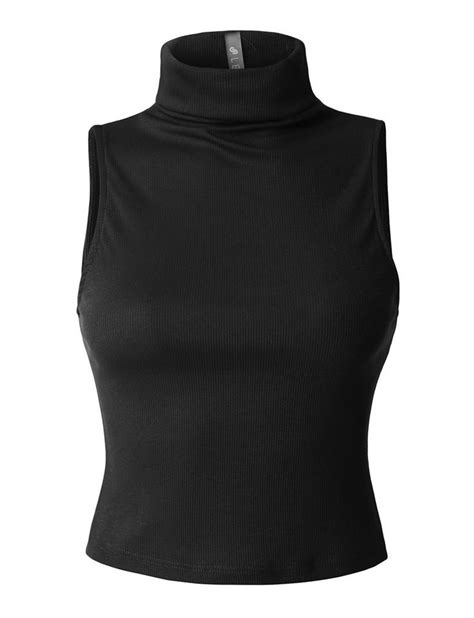 Black Halter Neck Top Sleeveless Turtleneck Top Sleeveless