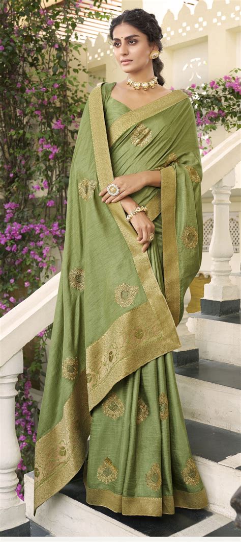 Traditional Wedding Green Color Dolla Silk Silk Fabric Saree 1727370