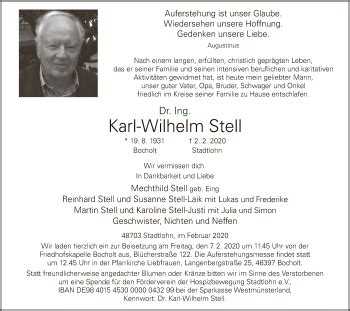 Traueranzeigen Von Karl Wilhelm Stell Trauer Hna De