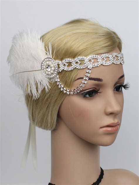 Plume Flapper Bandeau Strass Ann Es Great Gatsby Headpieces Femmes