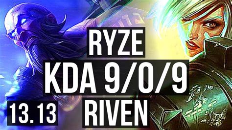 Ryze Vs Riven Mid 909 1300 Games 18m Mastery Legendary Kr