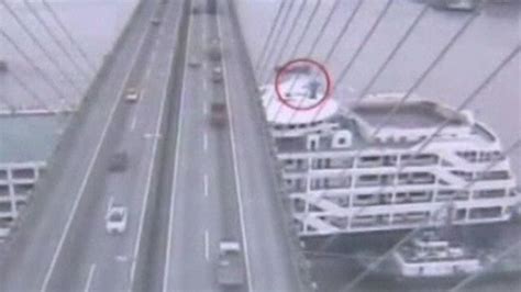 Moment Cruise Ship Hits Bridge In China Caught On Cctv Bbc News