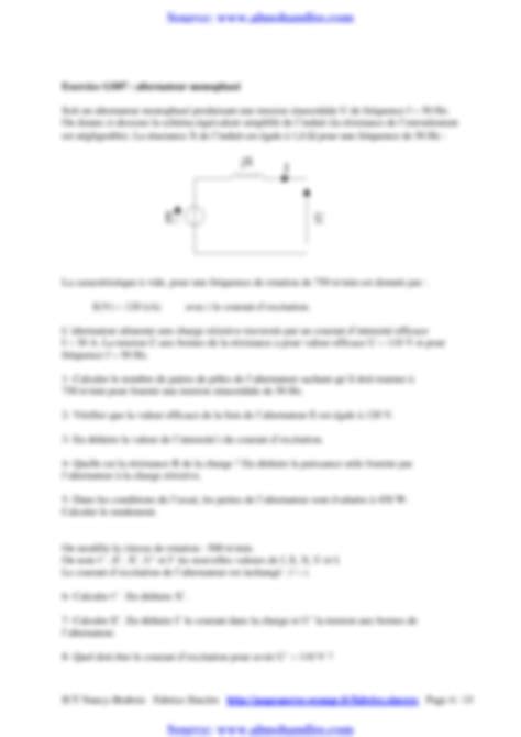 SOLUTION Exercices Corrig S D Electrotechnique Sur L Alternateur