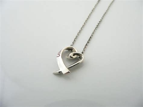 Tiffany And Co Silver Picasso Red Enamel Love Loving Heart Necklace Pendant Chain Tiffany And Co